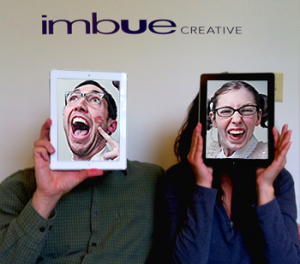 Wendy and Eric with their iPads at Imbue Creative