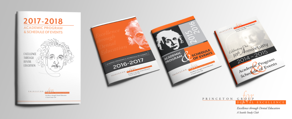 Graphic design and layout for modern academic course brochure.