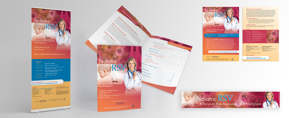 Graphic design for medical education banner and program book.