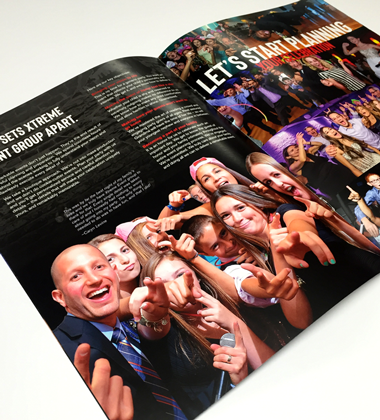 Custom designed brochure booklet for entertainment company in NJ.